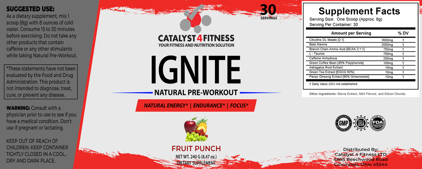 Ignite Natural Pre-Workout – Catalyst 4 Fitness Supplements